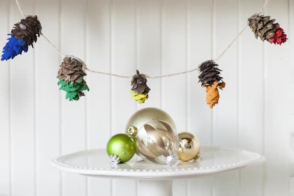Paint-Dipped Pine Cone Garland