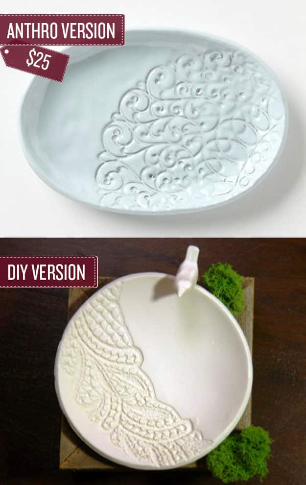 Create a lace embossed dish.