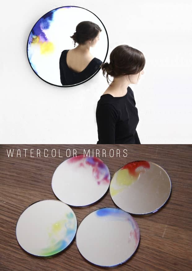 These watercolor mirrors are an amazingly easy DIY.