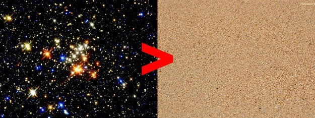 But that&#39;s nothing. Again, as Carl once mused, there are more stars in space than there are grains of sand on every beach on Earth: