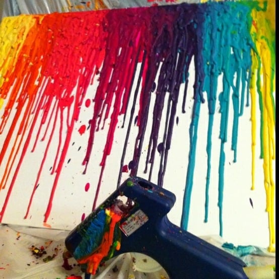Run crayons through a hot glue gun to create a colorful, textured masterpiece.