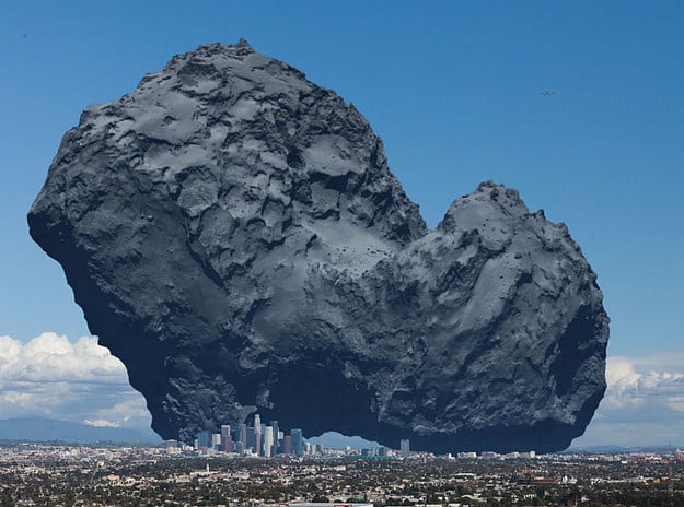 This right here is a comet. We just landed a probe on one of those bad boys. Here&#39;s what one looks like compared with Los Angeles:
