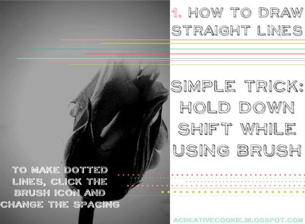 Hold down shift while using the paintbrush tool to draw straight lines.
