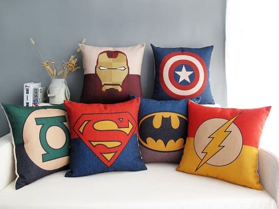 These pillows are the perfect final touch for a superhero-themed bed.