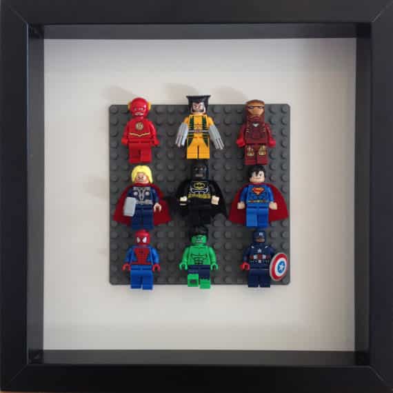 Frame Lego Super Heroes in a shadow box.