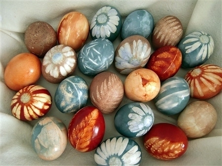 Leaf-Printed Easter Eggs