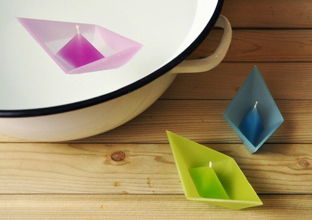 These adorable origami boat candles are self-contained and float beautifully in water.