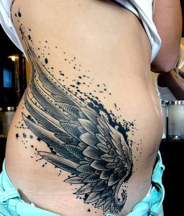 Wing side tattoo - 35 Breathtaking Wings Tattoo Designs | Art and Design 