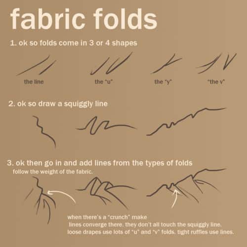 Folds in fabric.