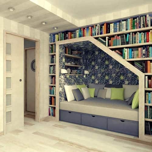 It would be impossible to pass through this room and not stop to read.