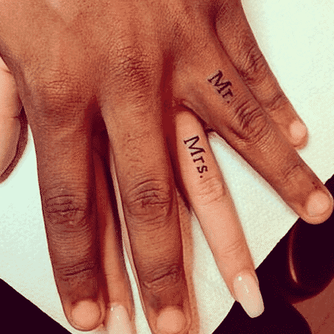 Classic Mr. and Mrs. Ring Finger Tattoos