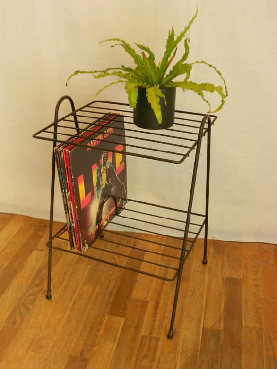 Looking for something vintage? Search Etsy for "wire vinyl storage" (or variations) for cute shelves, often under $100.