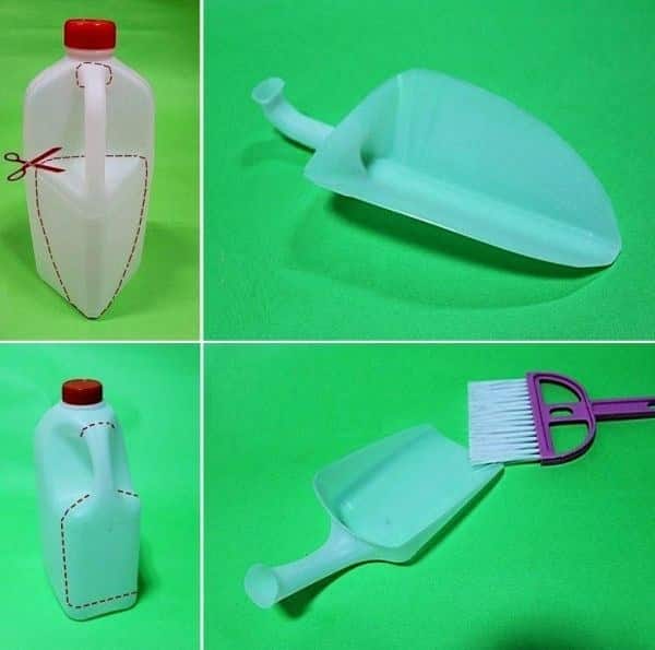 Empty milk cartons can be used to create a kitty litter scoop.