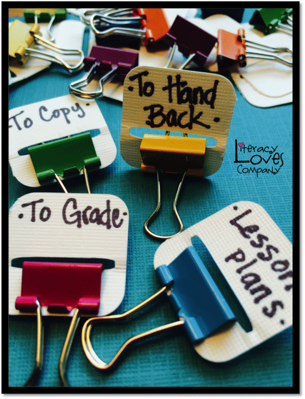 Make your own binder clip tags.