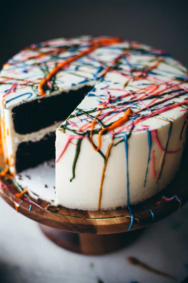 Pull a Jackson Pollock and splatter-paint the top of a cake with frosting.