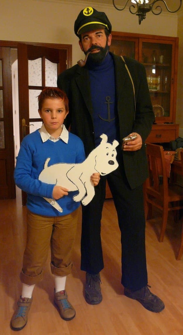 Tintin and Captain Haddock from HergÃ©'s The Adventures of Tintin series