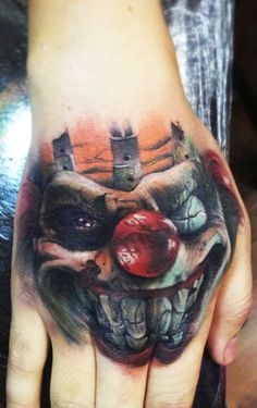 close up of the clown's face, done by Joshua Gomez