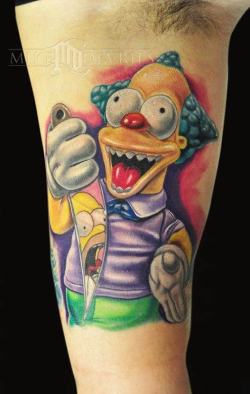 Krusty the Clown Tattoo by Mike DeVries