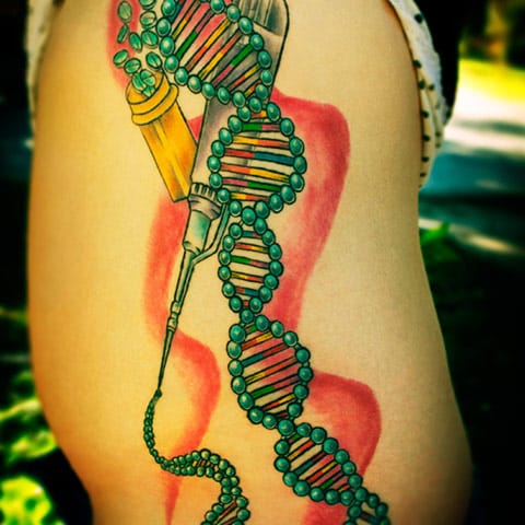 Music Notes in Dna Tattoo made by Novel Fernandez at Circle Tattoo India :  u/circletattooindia