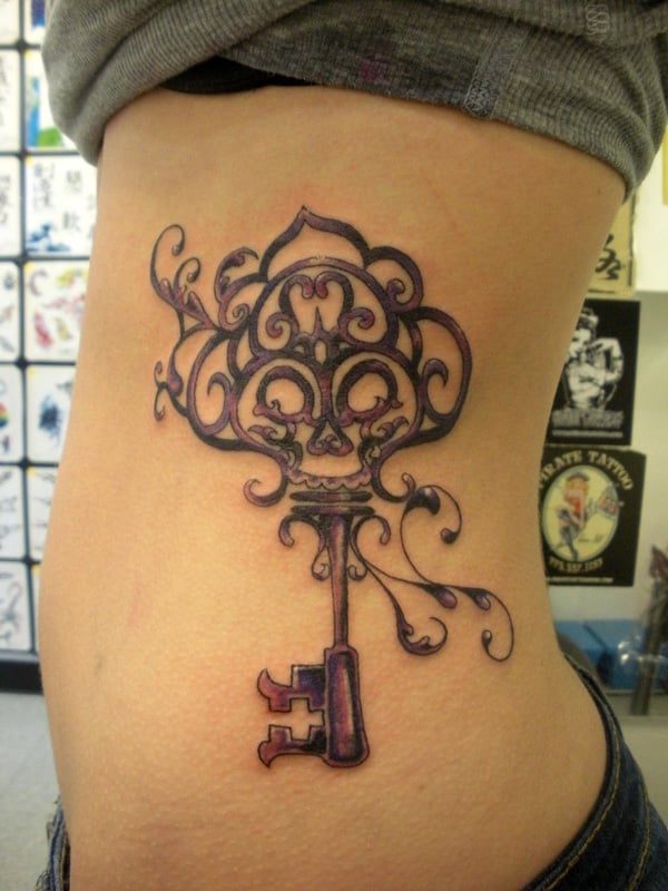 Key to your Heart art noveau skeleton key tattoo design decorations