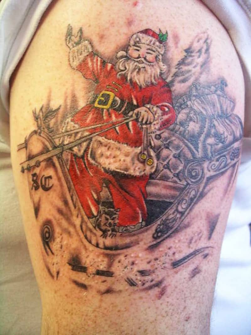 Santa Tattoos and Christmas Body Art