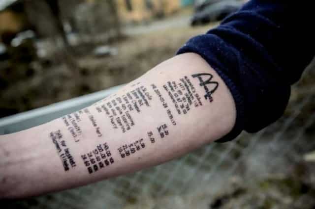 A man was pressured by his friends to get a McDonald's receipt tattooed on his arm 