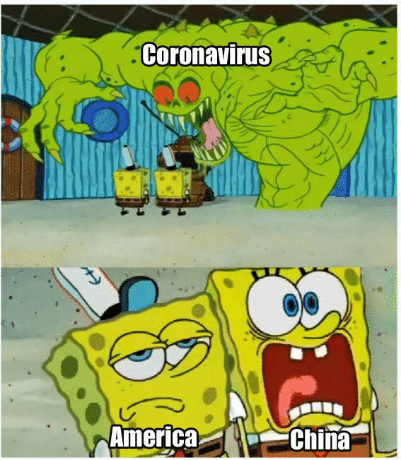 coronavirus meme of sponge bob