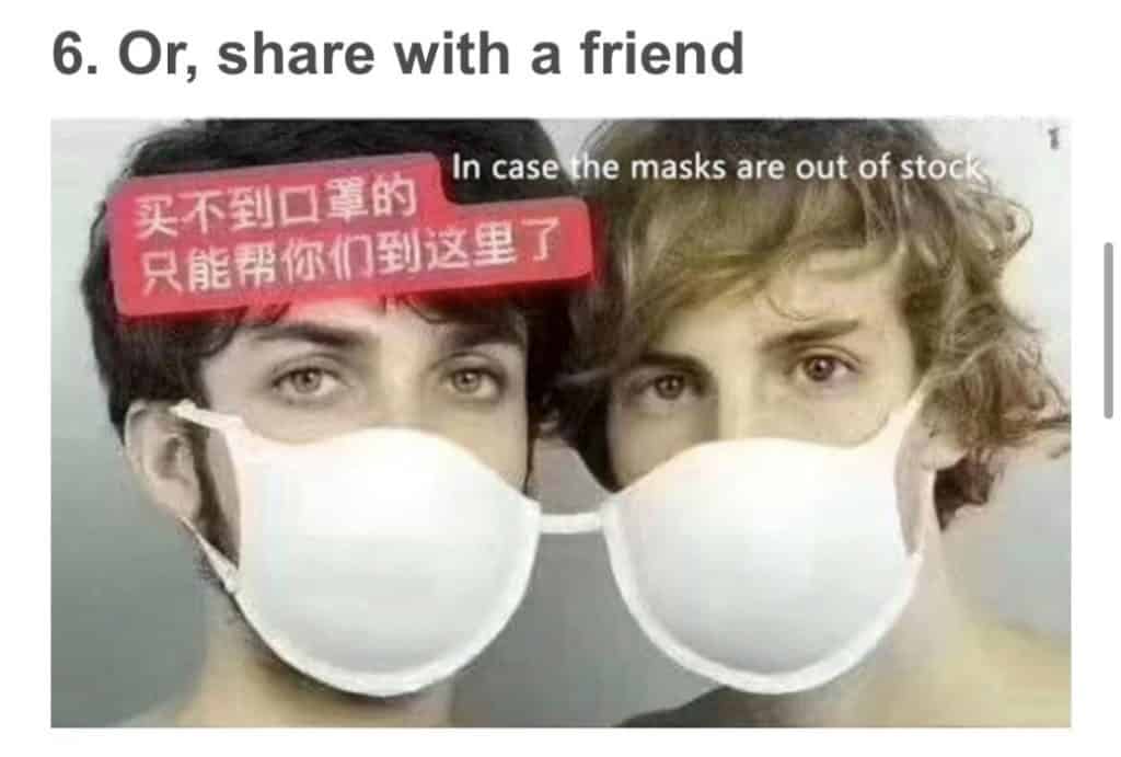 coronavirus meme of men wearing a bra as a mask